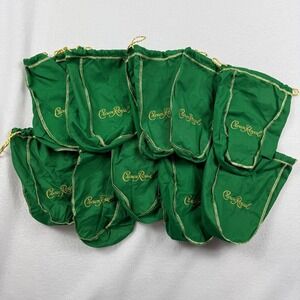 Lot of 10 Crown Royal Green Drawstring Bags Medium size 9-10" Long